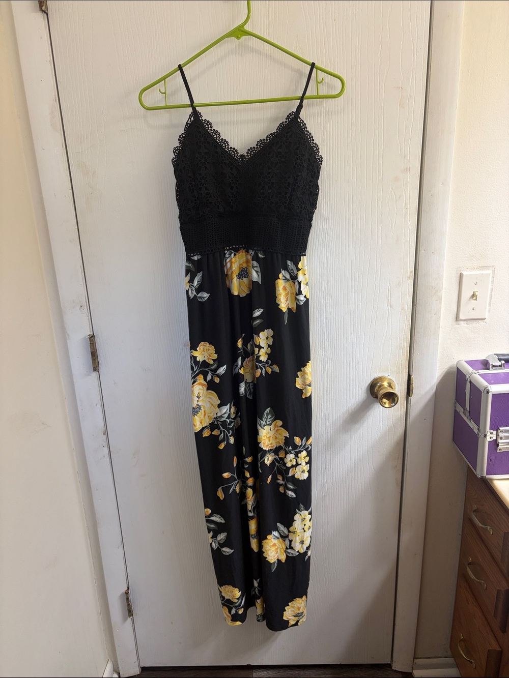 No Boundaries Black Maxi Dress with Yellow Floral Print